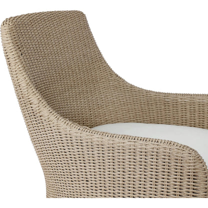 Blaire Outdoor Swivel Chair by Four Hands in vintage white, arashi salt. Made from 100% polyethylene, 100% acrylic in a unique style.