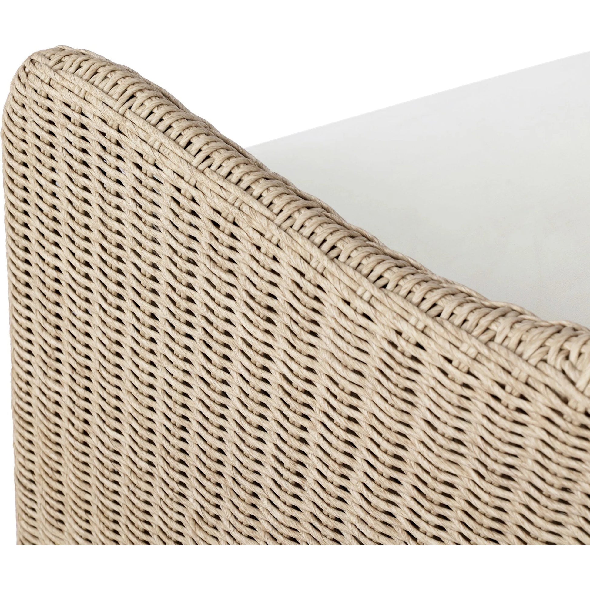 Blaire Outdoor Swivel Chair by Four Hands in vintage white, arashi salt. Made from 100% polyethylene, 100% acrylic in a unique style.