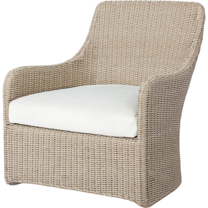 Blaire Outdoor Swivel Chair by Four Hands in vintage white, arashi salt. Made from 100% polyethylene, 100% acrylic in a unique style.