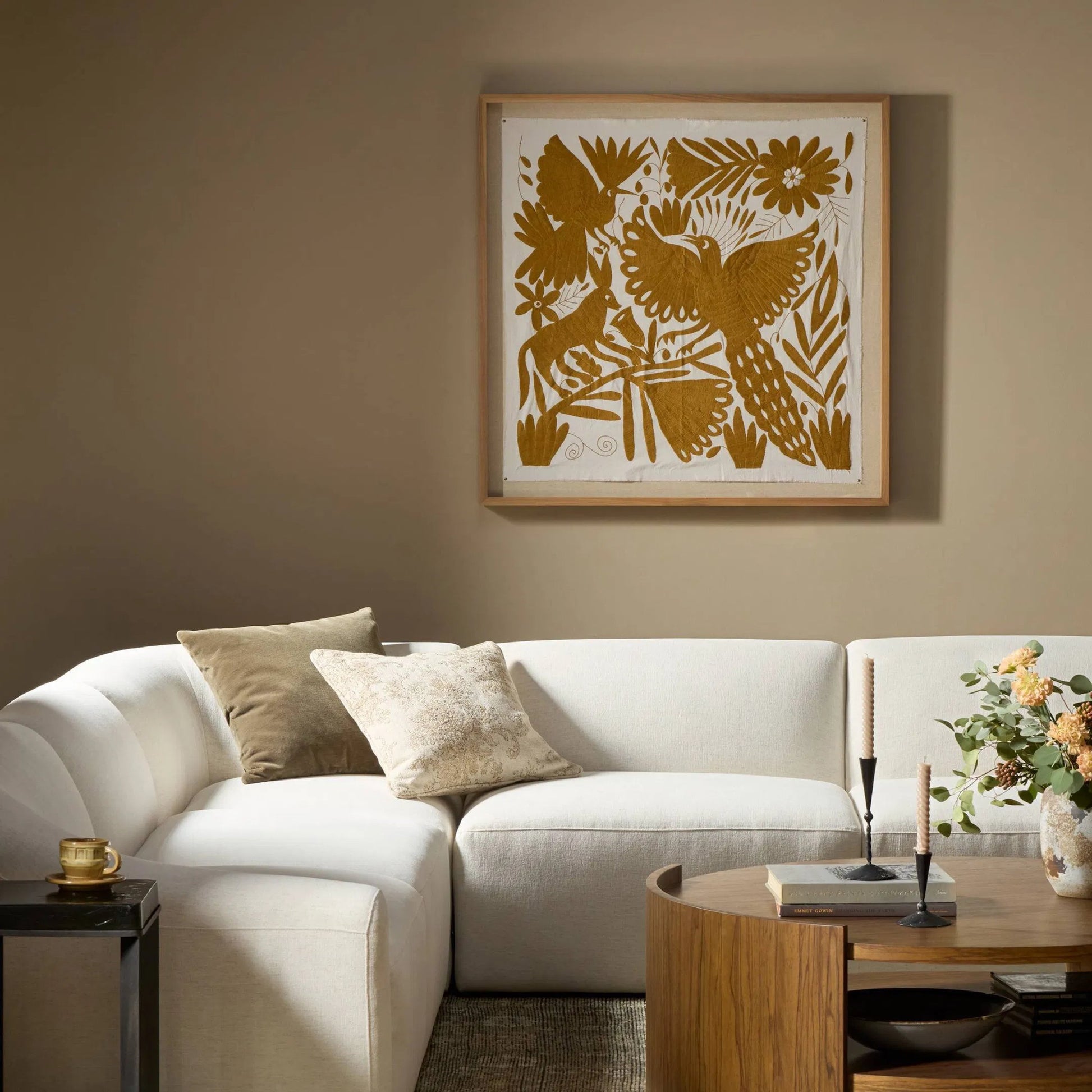 Otomi Framed Textile by Four Hands. Made from otomi textile object in a unique style.