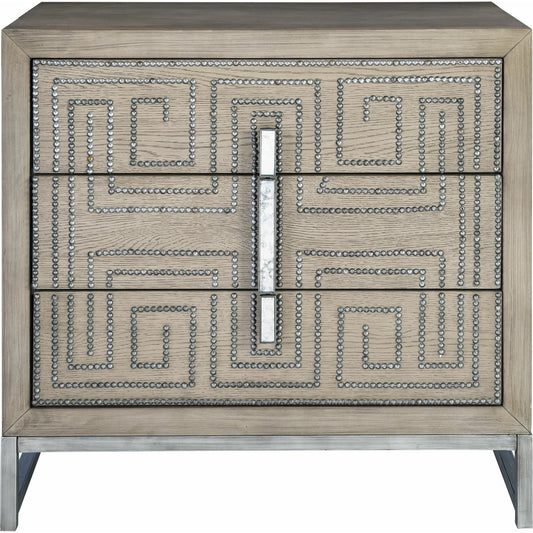 Devya Oak Accent Chest by Uttermost in gray. Made from iron, alder solid wood, mdf, oak veneer in a eclectic & global style.