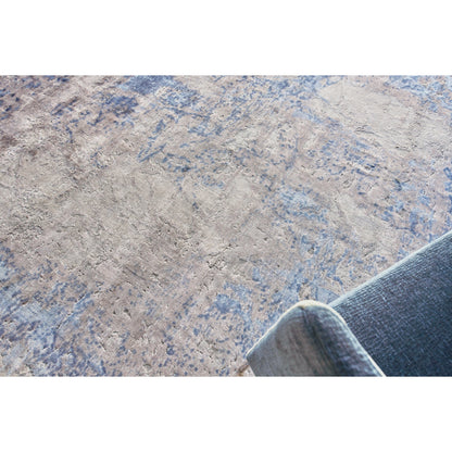 Roset Rug by Exquisite Rugs in silver, blue. Made from bamboo silk in a unique style.