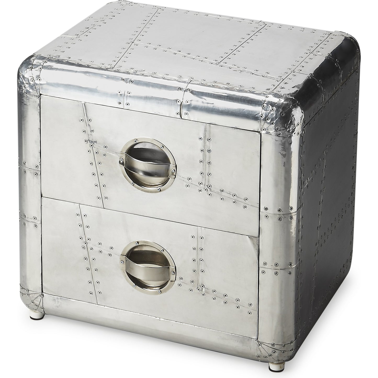 001 O-BUTLER-2537025 | Primary Silo | Midway Aviator Side Table by Butler Specialty Company in silver and metalworks. Made from aluminum, steel, mdf, wood solids in a modern style.