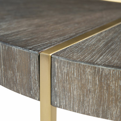 Taja Round Accent Table by Uttermost in dark walnut, gray. Made from stainless steel, acacia veneered mdf top in a modern style.