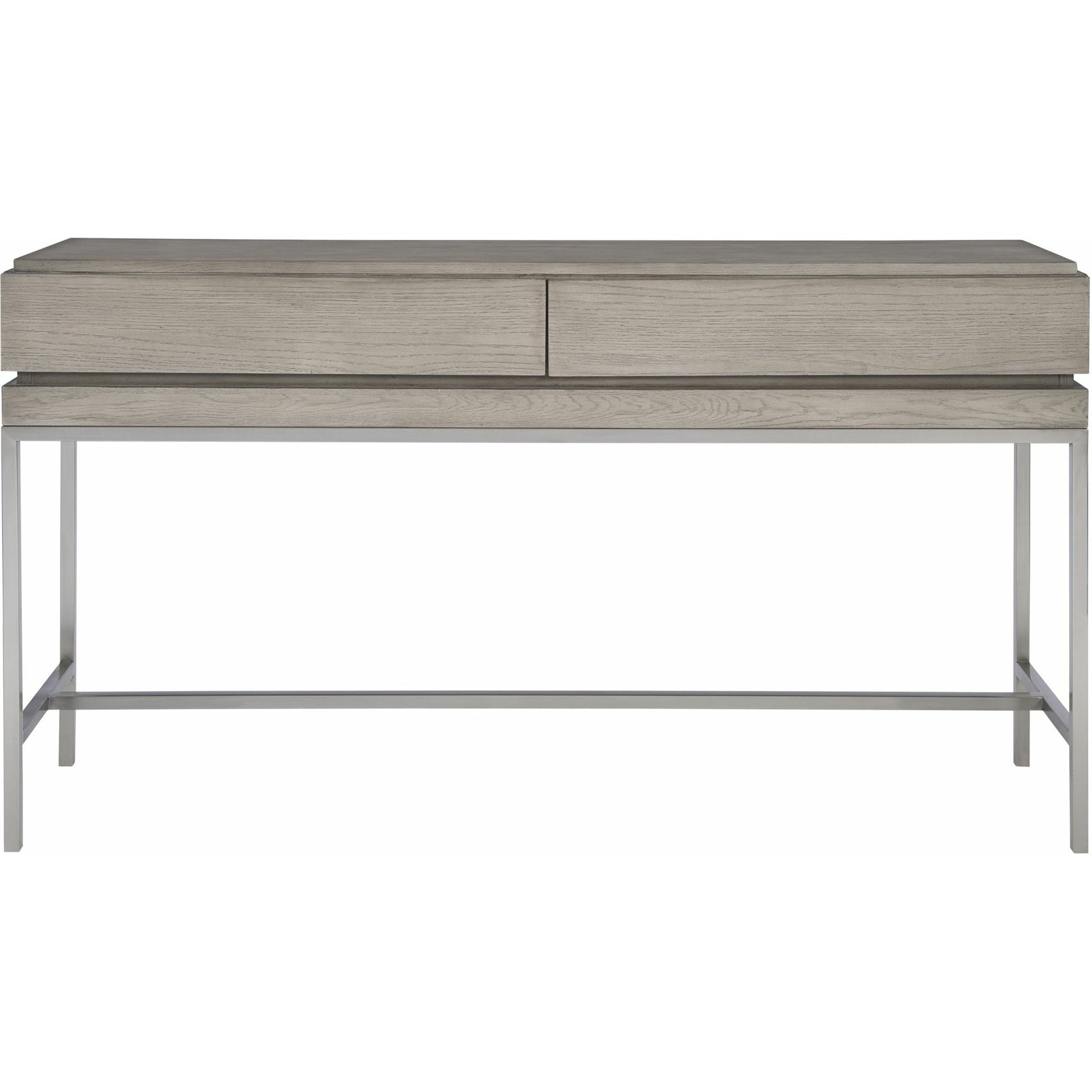 Kamala Console Table by Uttermost in gray. Made from stainless steel, mdf, oak veneer in a modern style.
