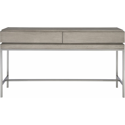 Kamala Console Table by Uttermost in gray. Made from stainless steel, mdf, oak veneer in a modern style.