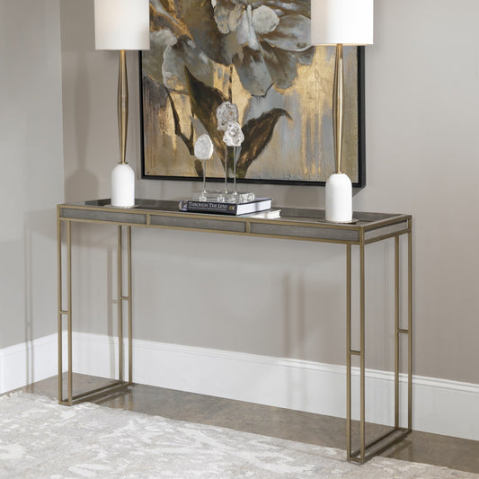 Cardew Modern Console Table by Uttermost. Made from pu fabric, steel, mdf in a modern style.