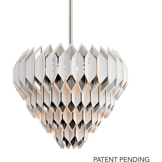 Haiku Pendant Light by Corbett in white with polished stainless. Made from aluminum, stainless steel in a modern style.