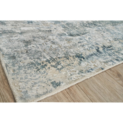 Roset Rug by Exquisite Rugs in blue, ivory. Made from bamboo silk in a unique style.