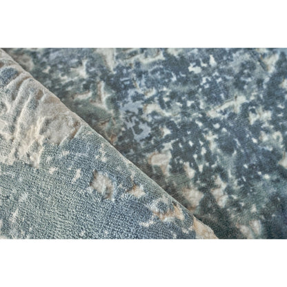 Roset Rug by Exquisite Rugs in blue, ivory. Made from bamboo silk in a unique style.