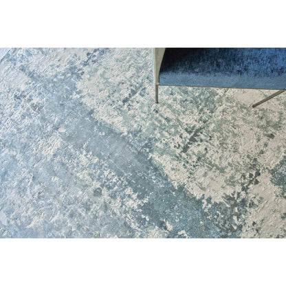 Roset Rug by Exquisite Rugs in blue, ivory. Made from bamboo silk in a unique style.