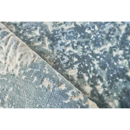 Roset Rug by Exquisite Rugs in blue, ivory. Made from bamboo silk in a unique style.