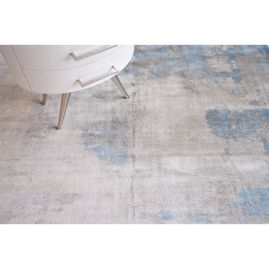 Cassina 2541 Rug by Exquisite Rugs in gray, blue. Made from bamboo silk in a unique style.