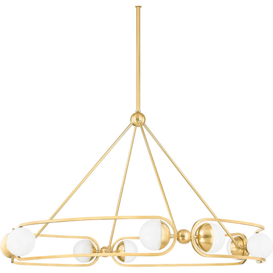 Hartford 8 Light Chandelier by Hudson Valley in aged brass. Made from steel in a modern style.