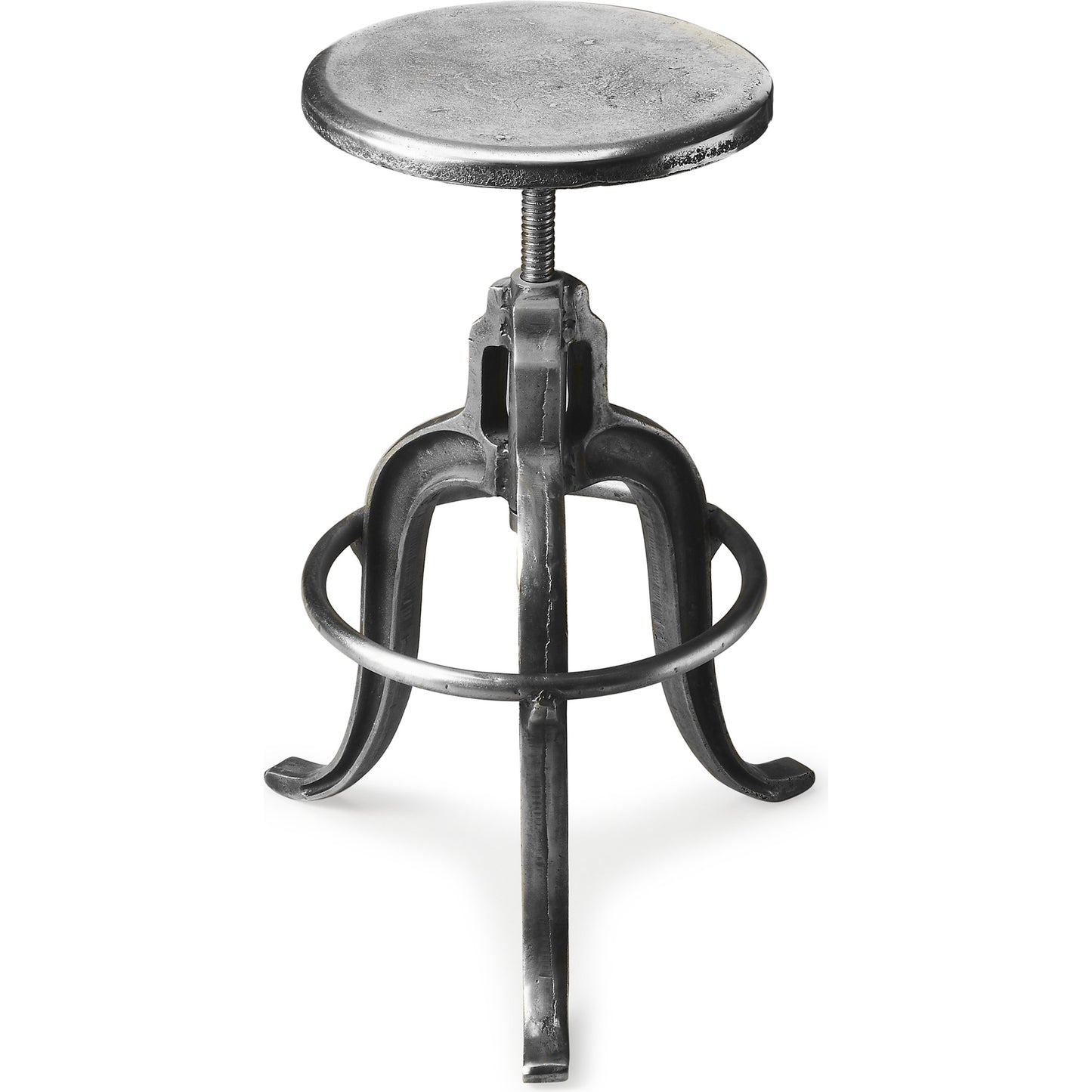 000 O-BUTLER-2542025 | Primary Silo | Parnell Adjustable Swivel Iron Bar Stool by Butler Specialty Company in silver and metalworks. Made from iron, steel in a modern style.