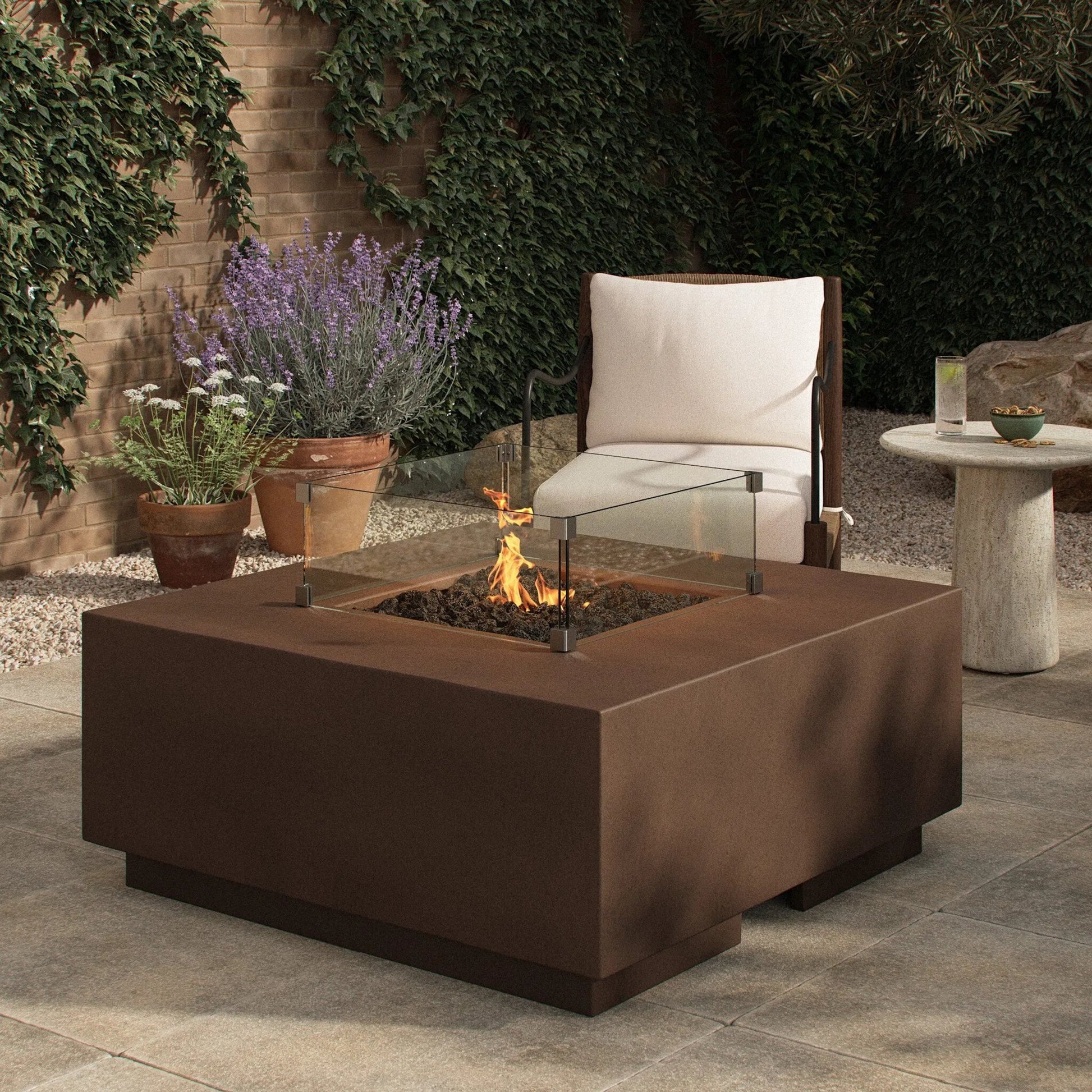 Donovan Square Fire Pit Wind Guard Kit by Four Hands in tempered glass. Made from tempered glass in a unique style.