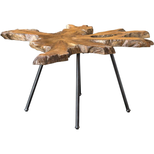 Kravitz Accent Table by Uttermost. Made from teak wood with metal iron in a eclectic & global style.