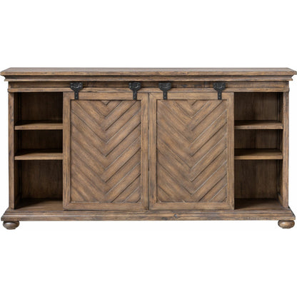 Primalia Barn Door Media Console by Uttermost. Made from mdf carb phase 2 with javawood, mdf in a rustic style.