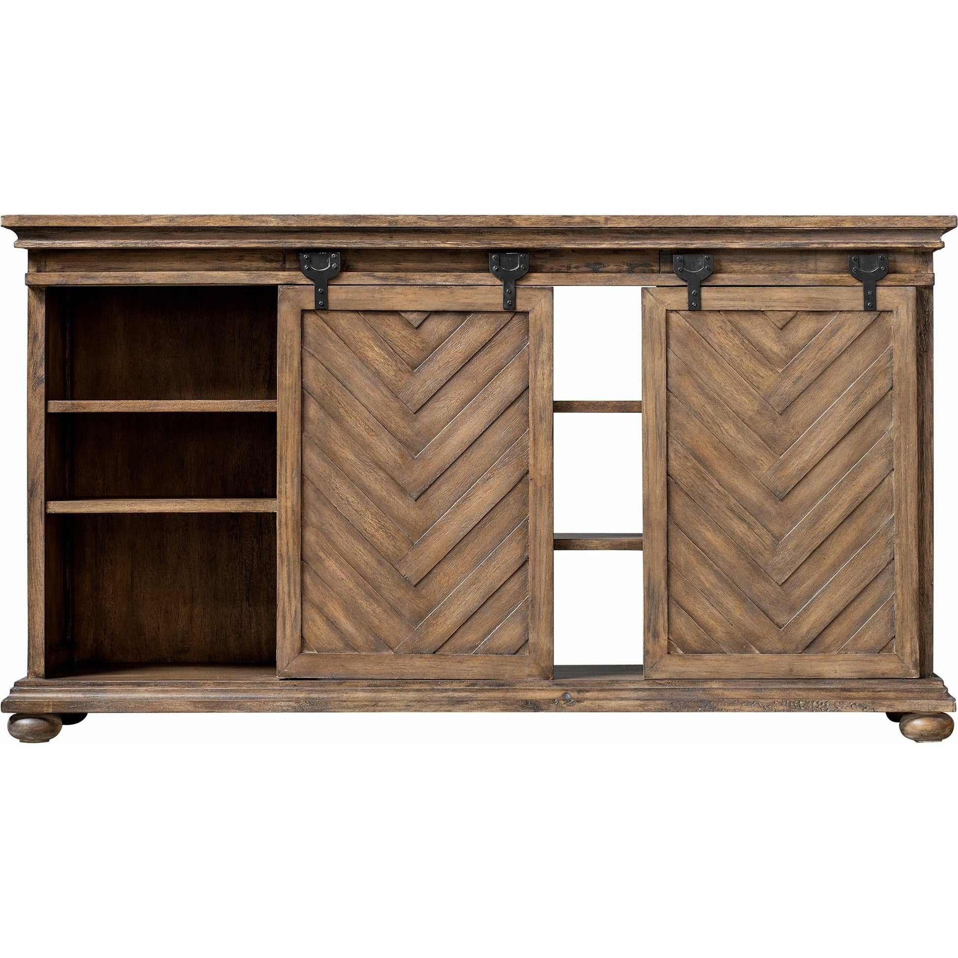 Primalia Barn Door Media Console by Uttermost. Made from mdf carb phase 2 with javawood, mdf in a rustic style.
