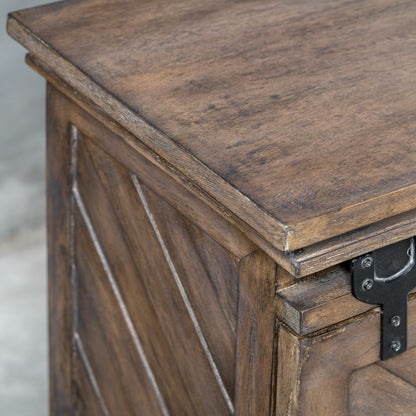 Primalia Barn Door Media Console by Uttermost. Made from mdf carb phase 2 with javawood, mdf in a rustic style.