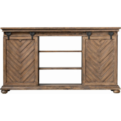Primalia Barn Door Media Console by Uttermost. Made from mdf carb phase 2 with javawood, mdf in a rustic style.