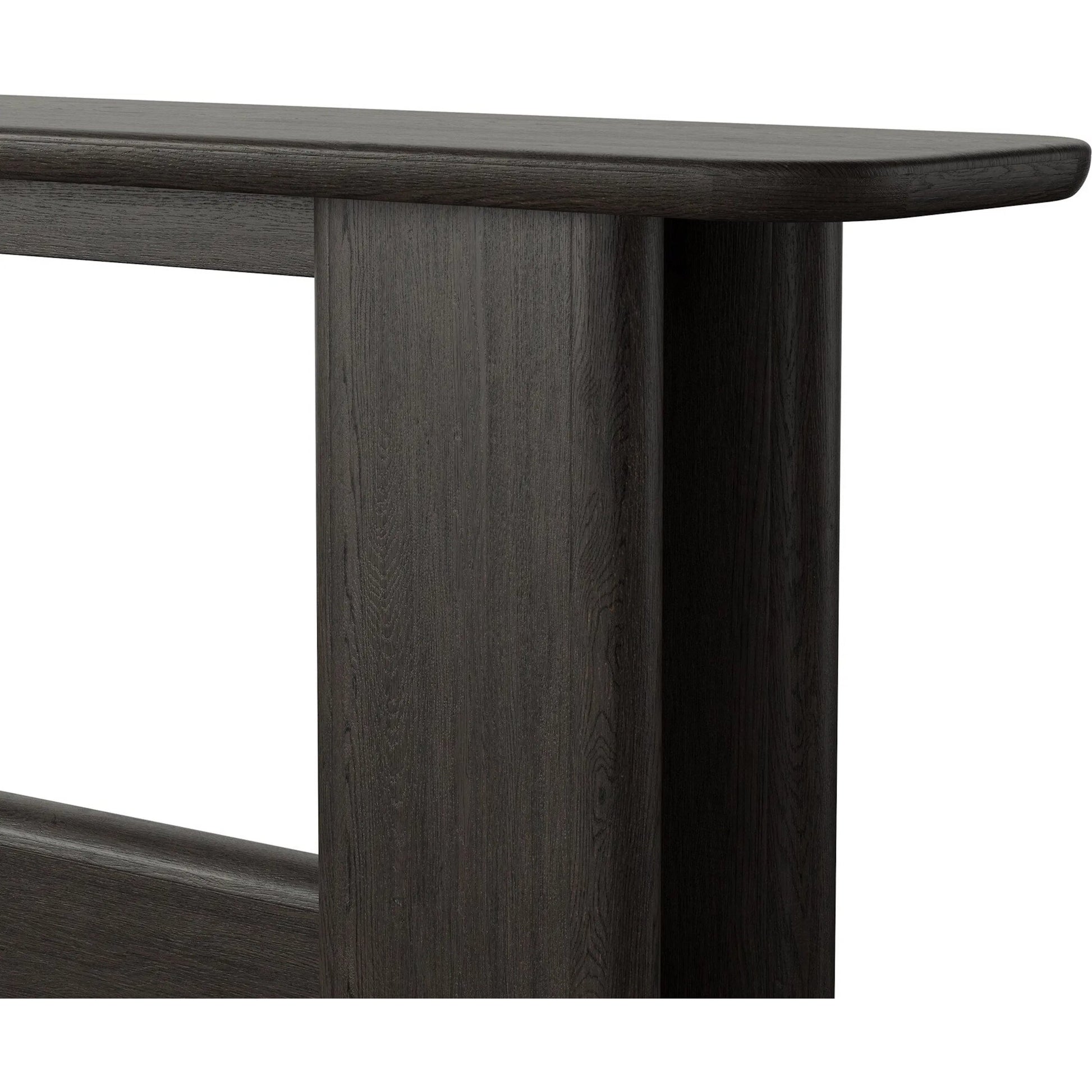 Nadine Console Table by Four Hands in smoked black oak veneer, smoked black alder solid. Made from thick oak veneer, solid alder in a unique style.