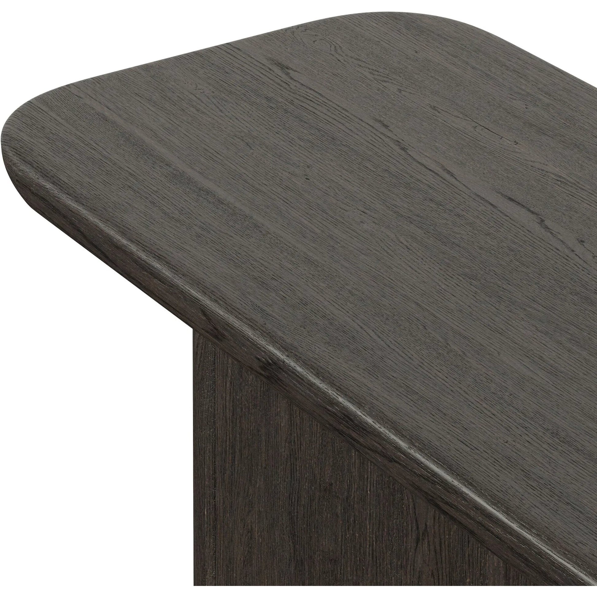 Nadine Console Table by Four Hands in smoked black oak veneer, smoked black alder solid. Made from thick oak veneer, solid alder in a unique style.