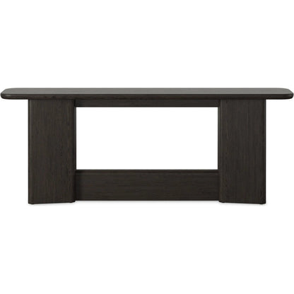 Nadine Console Table by Four Hands in smoked black oak veneer, smoked black alder solid. Made from thick oak veneer, solid alder in a unique style.