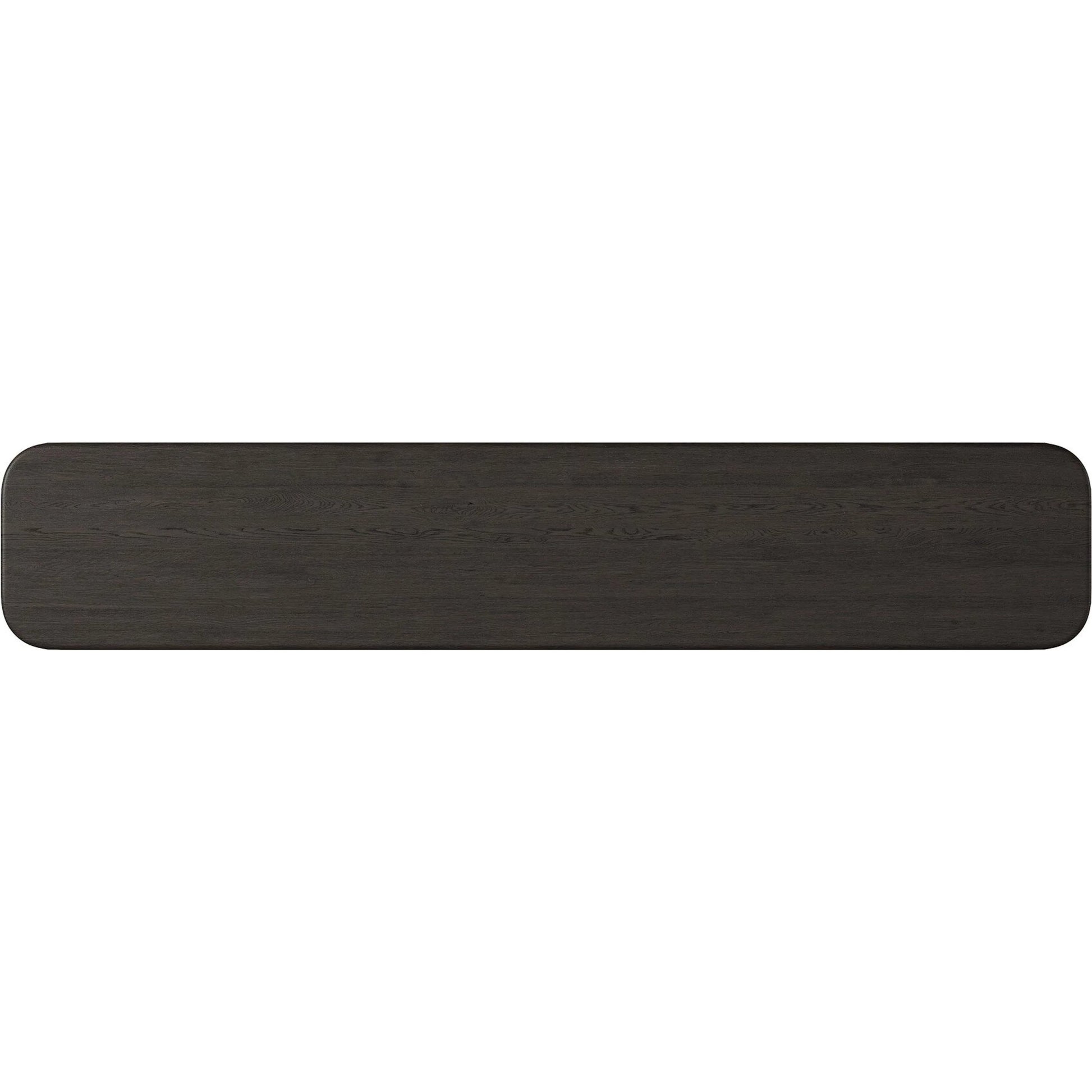 Nadine Console Table by Four Hands in smoked black oak veneer, smoked black alder solid. Made from thick oak veneer, solid alder in a unique style.