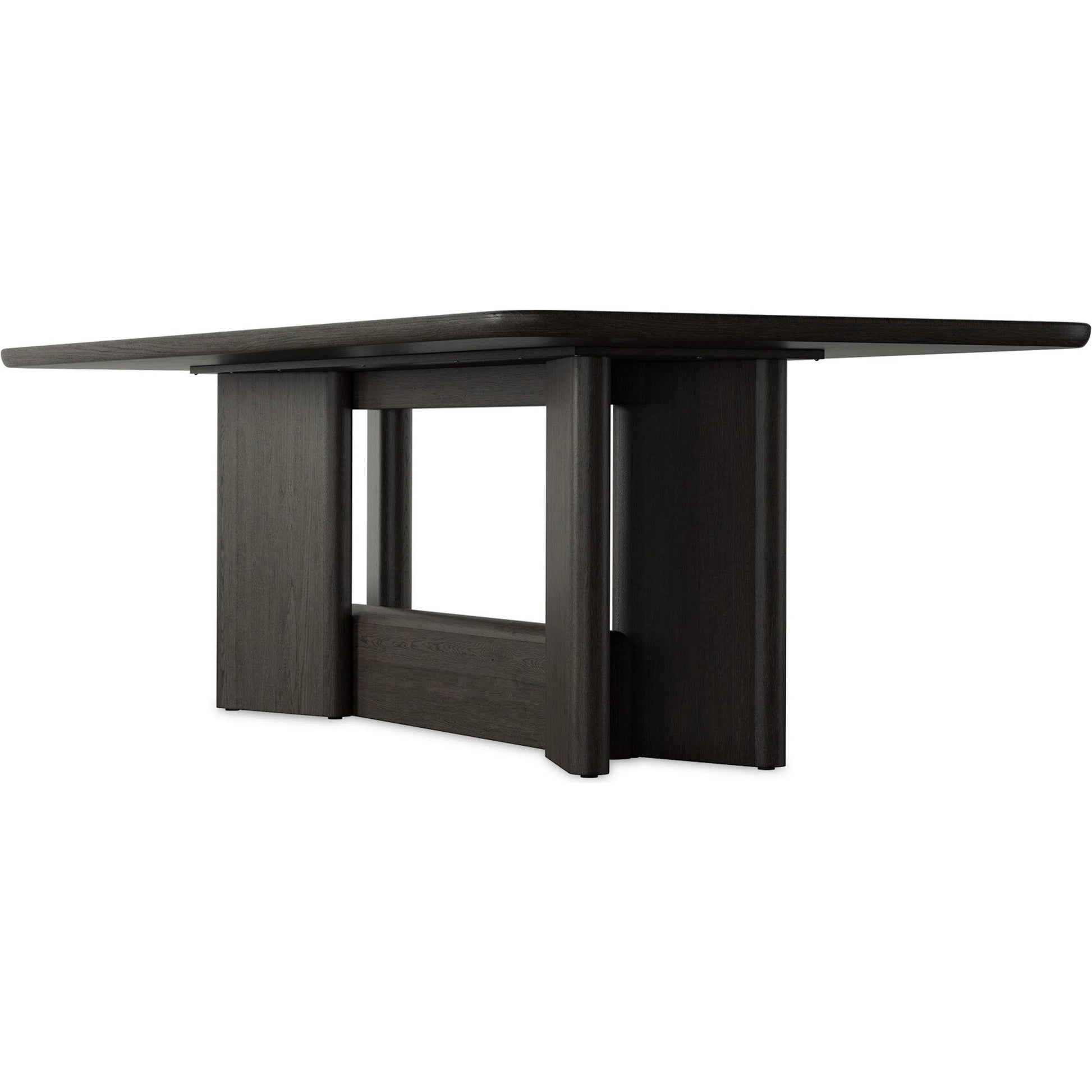 Nadine Dining Table by Four Hands in smoked black oak veneer, smoked black alder solid. Made from thick oak veneer, solid alder in a unique style.