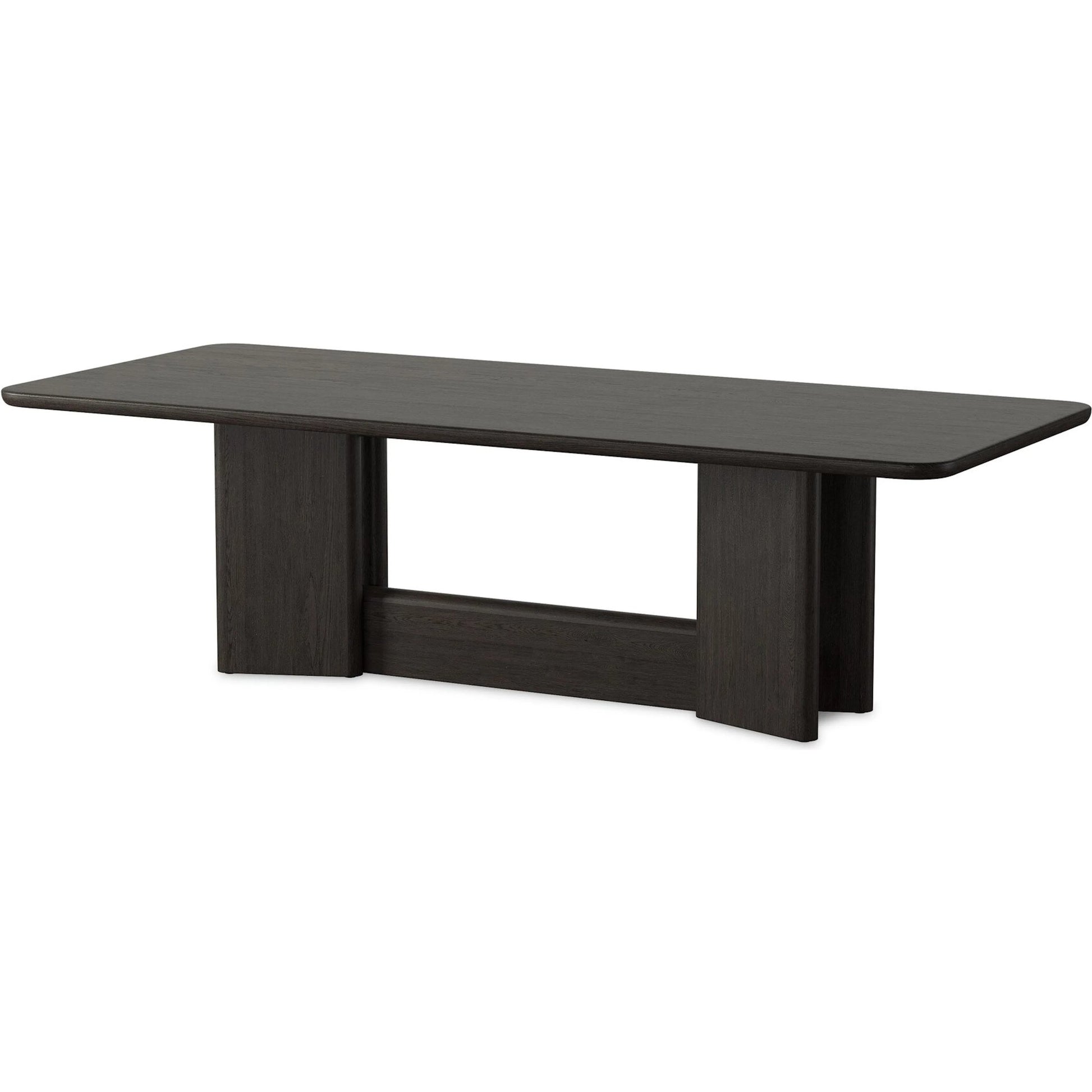 Nadine Dining Table by Four Hands in smoked black oak veneer, smoked black alder solid. Made from thick oak veneer, solid alder in a unique style.