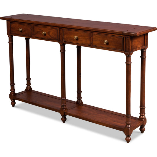 Josephson Console Table by Sarreid Ltd. in brown and walnut finish. Made from acacia wood in a traditional style.