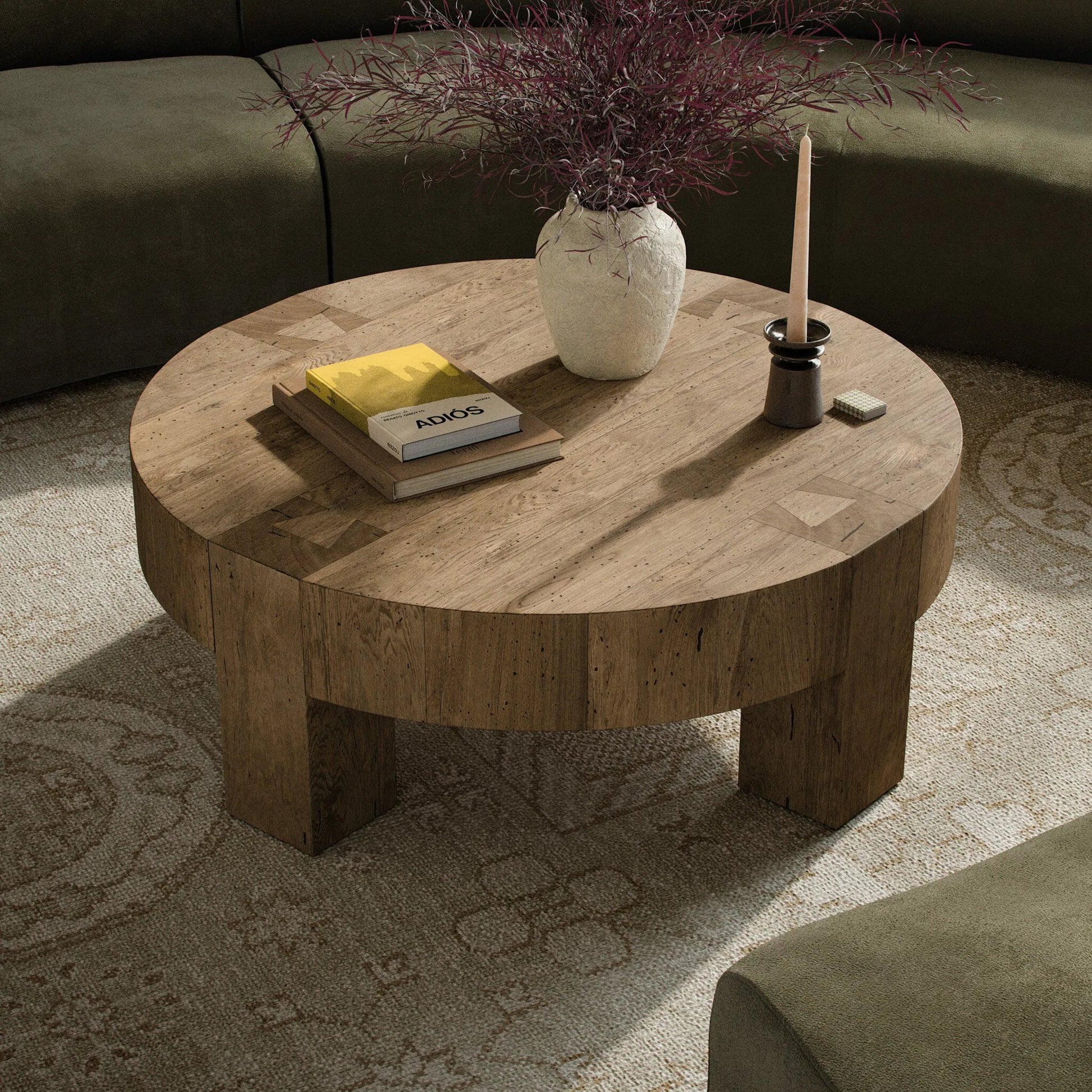 Abaso Round Coffee Table by Four Hands. Made from unique in a unique style.