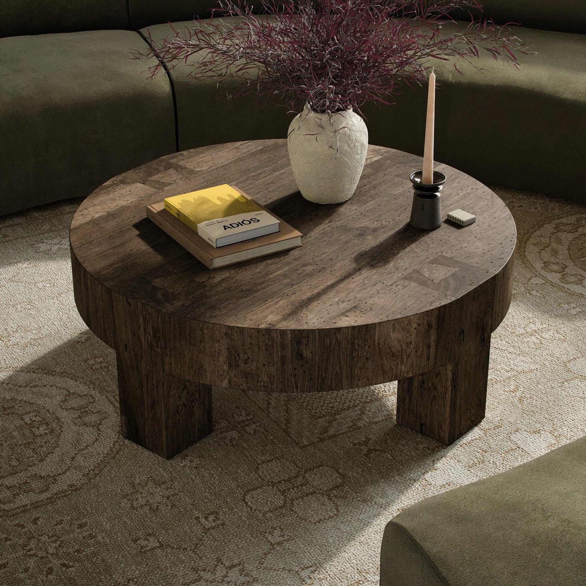 Abaso Round Coffee Table by Four Hands. Made from unique in a unique style.