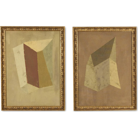 Constellation Diptych by Reese Truesdell by Four Hands. Made from gilded antique gold, raw canvas in a unique style.