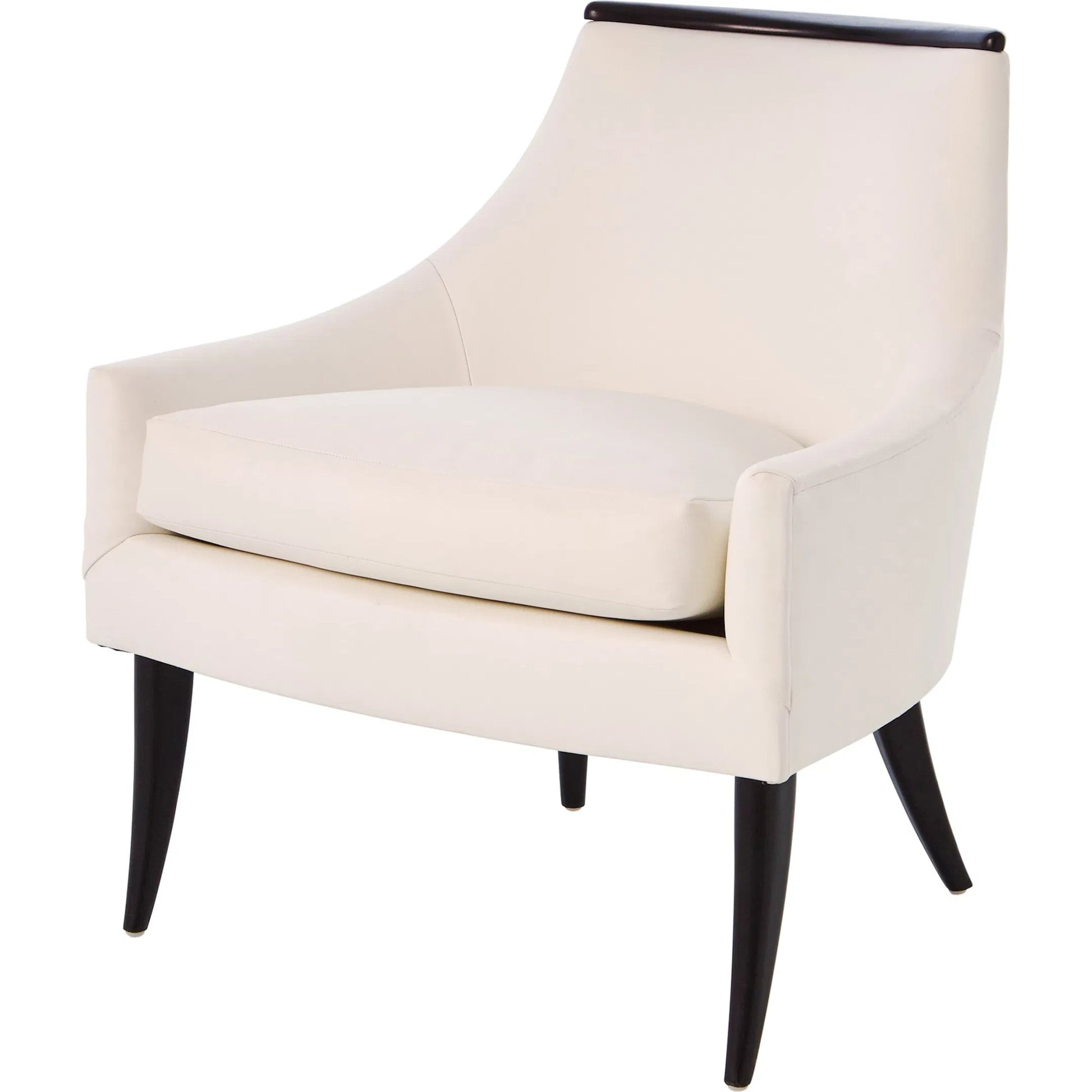 Boomerang Chair by Global Views in white leather. Made from rubberwood, ebony in a transitional style.