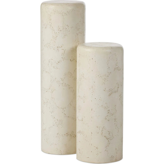 Arati Pedestal Set by Four Hands in aged white concrete. Made from solid concrete in a unique style.