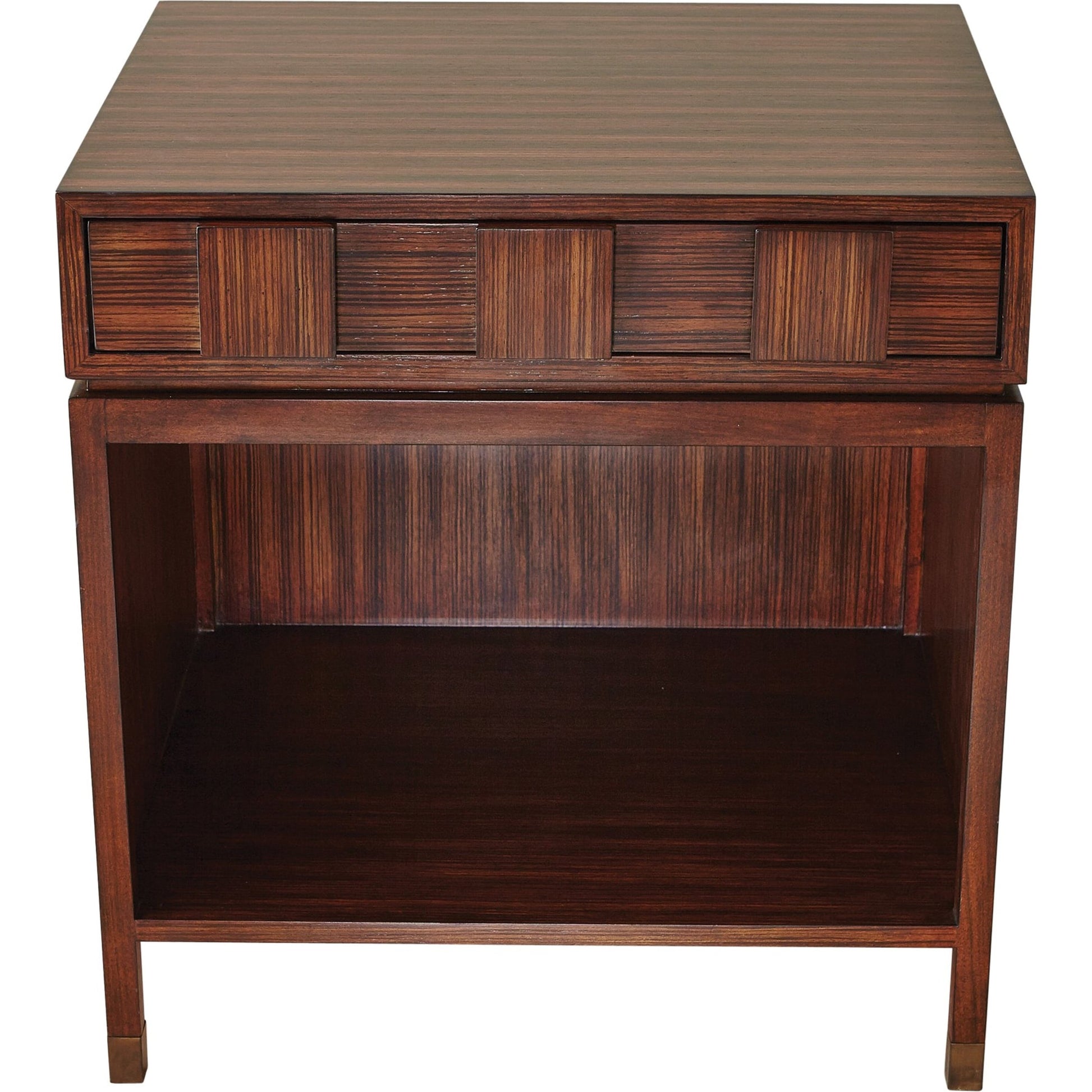 Quad Block Bedside Table by Global Views in zebra. Made from poplar in a modern style.