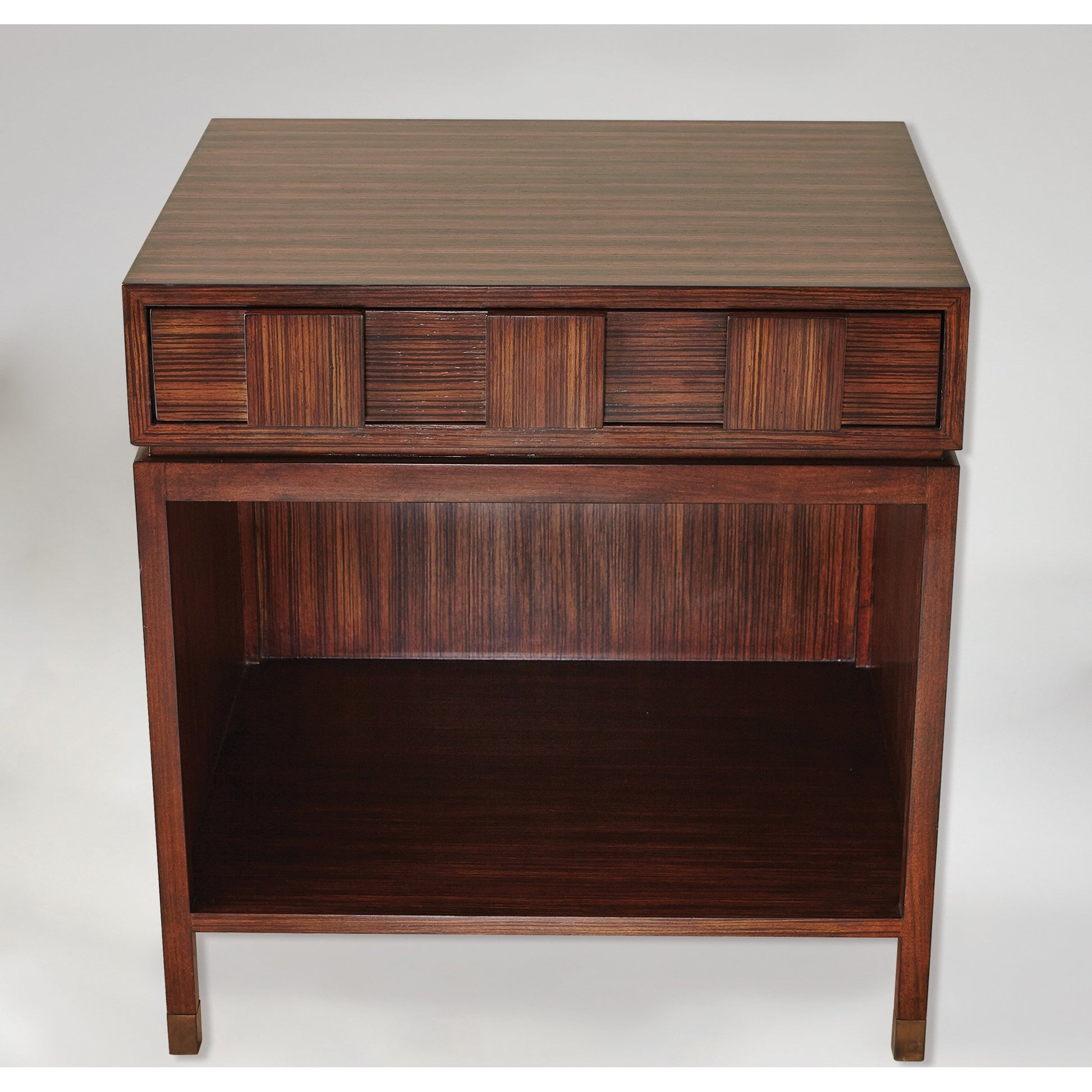 Quad Block Bedside Table by Global Views in zebra. Made from poplar in a modern style.