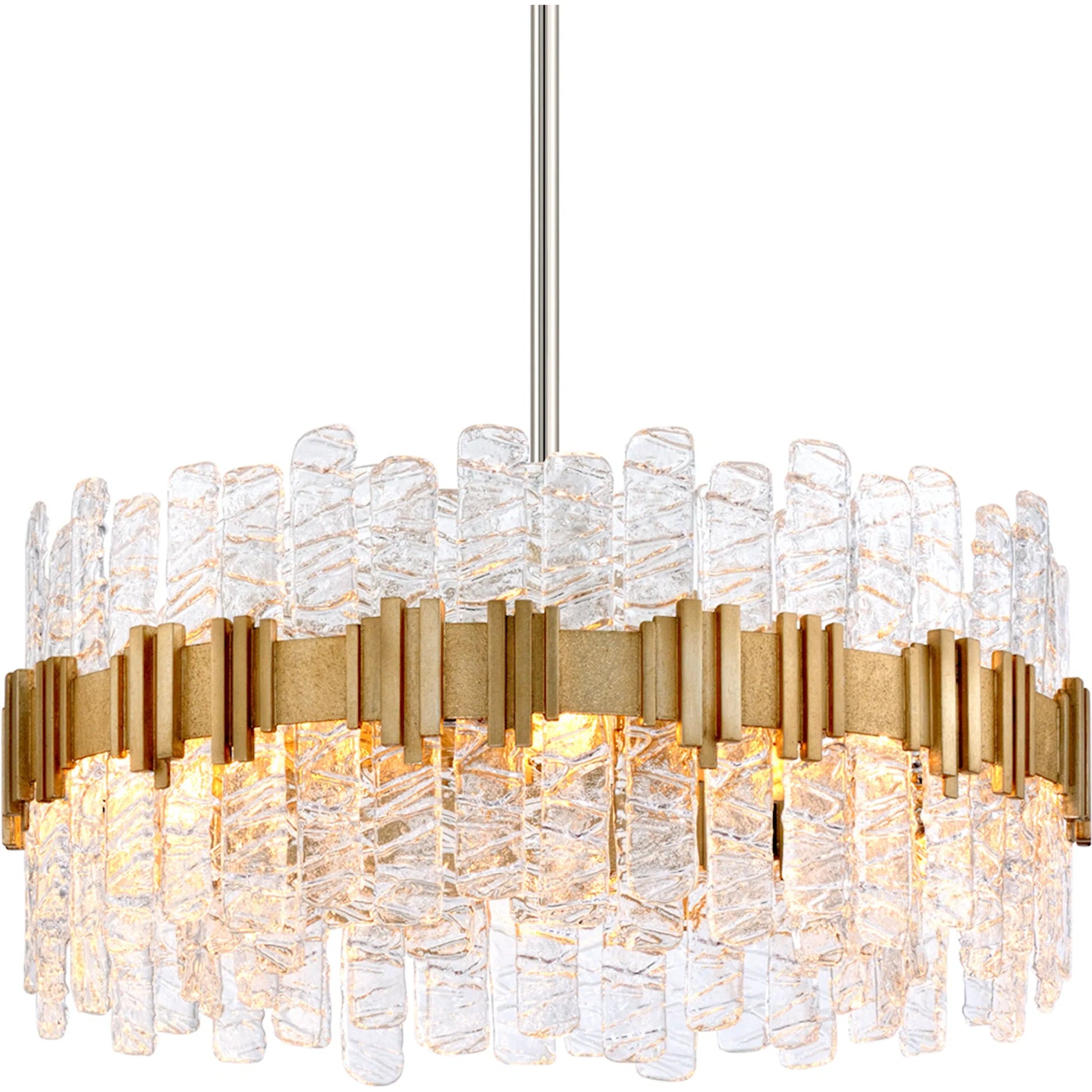 Ciro Chandelier by Corbett in warm silver leaf. Made from hand crafted iron in a traditional style.