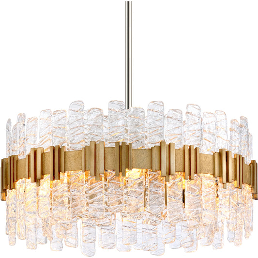 Ciro Chandelier by Corbett in warm silver leaf. Made from hand crafted iron in a unique style.