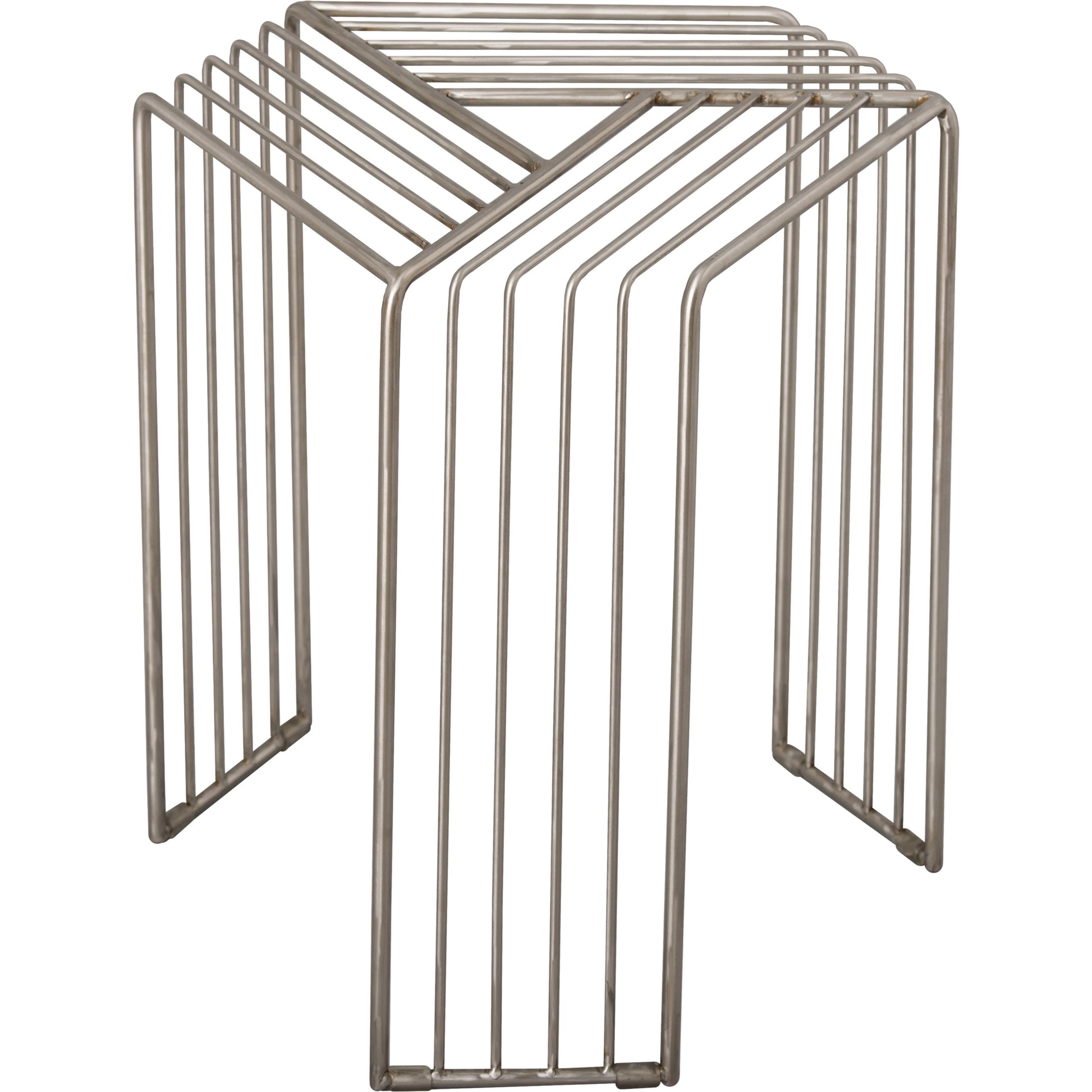 Hex Three Leg Side Table by Emissary in polished. Made from stainless steel in a modern style.