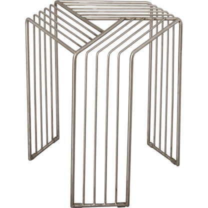 Hex Three Leg Side Table by Emissary in polished. Made from stainless steel in a modern style.