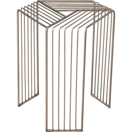 Hex Leg Stool Table by Emissary in polished. Made from stainless steel in a unique style.