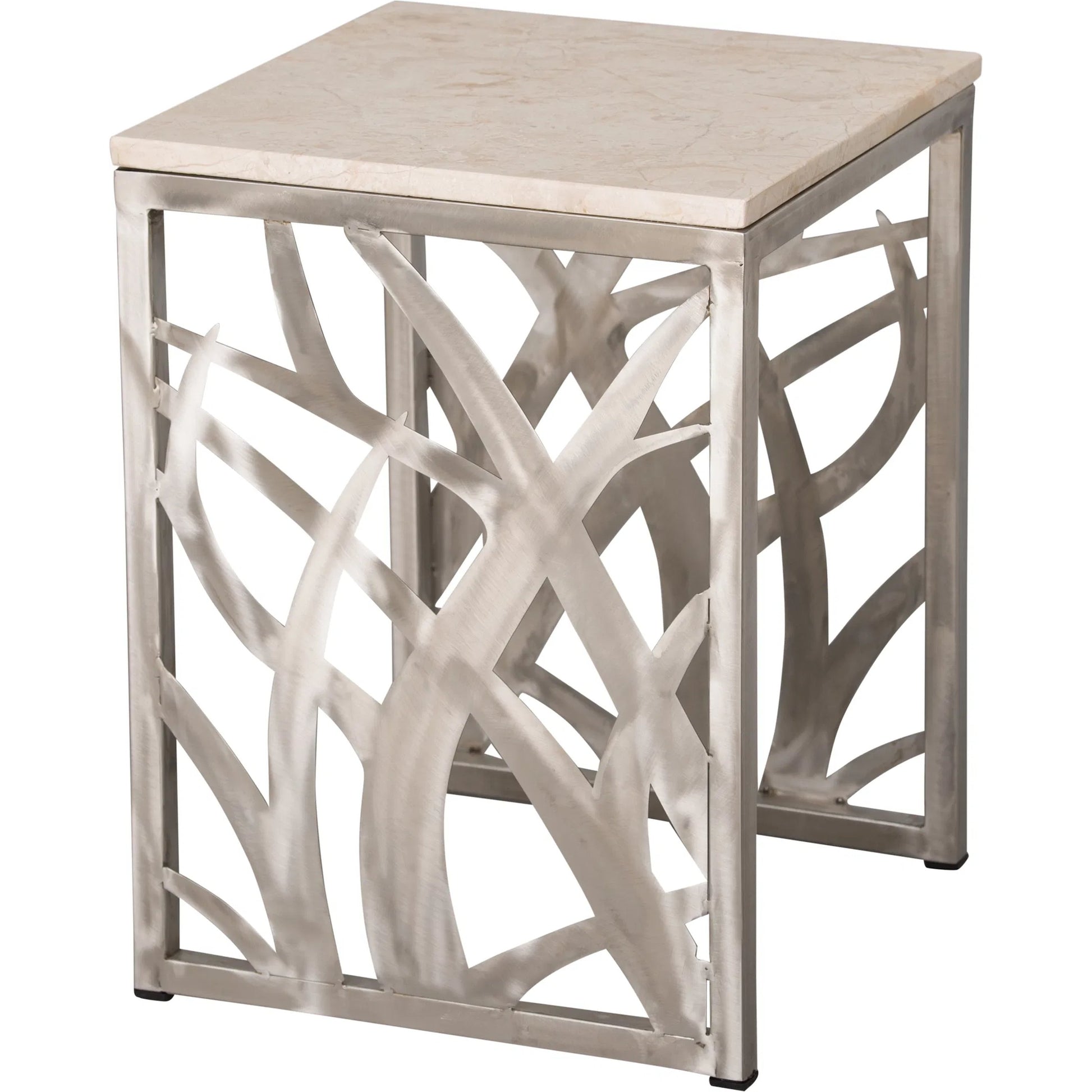 Seaweed Stool Table by Emissary in polished. Made from stainless steel in a unique style.