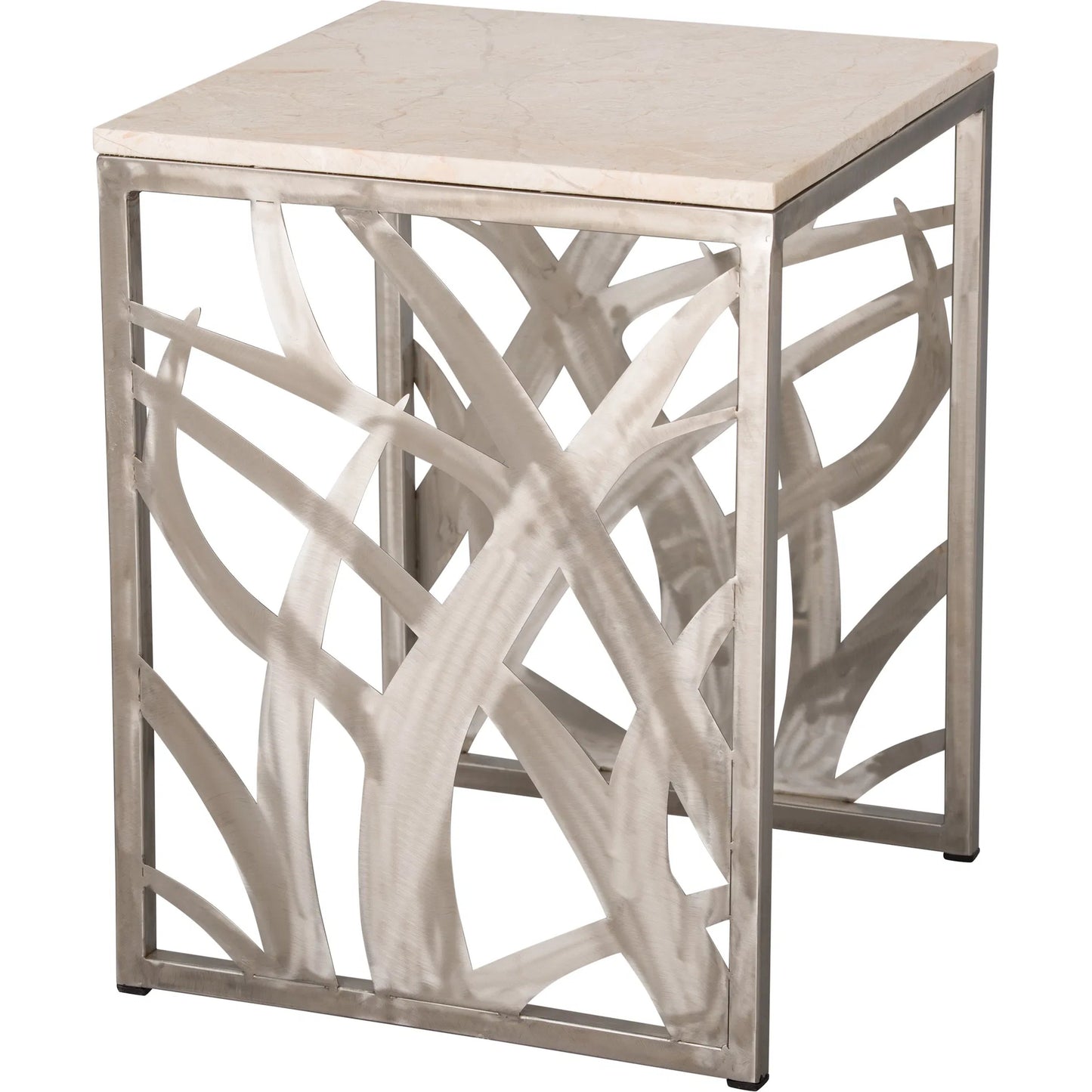 001 SI-2630497 | Primary Silo | Seaweed Stool Table by Emissary in polished. Made from stainless steel in a unique style.