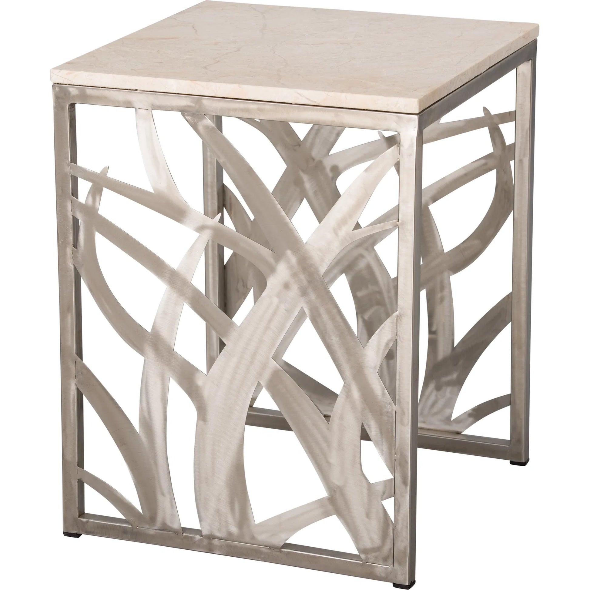 Seaweed Stool Table by Emissary in polished. Made from stainless steel in a unique style.