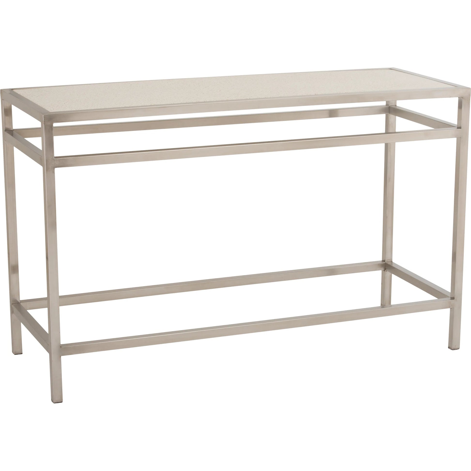 Fourbar Rectangle Sofa Table by Emissary in polished. Made from stainless steel in a unique style.