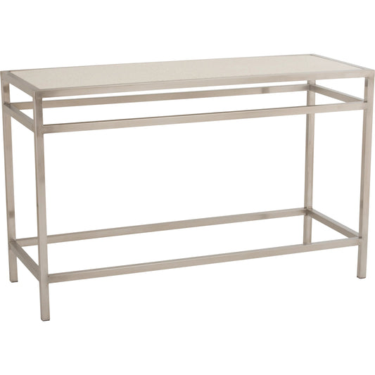 Fourbar Rectangle Sofa Table by Emissary in polished. Made from stainless steel in a unique style.