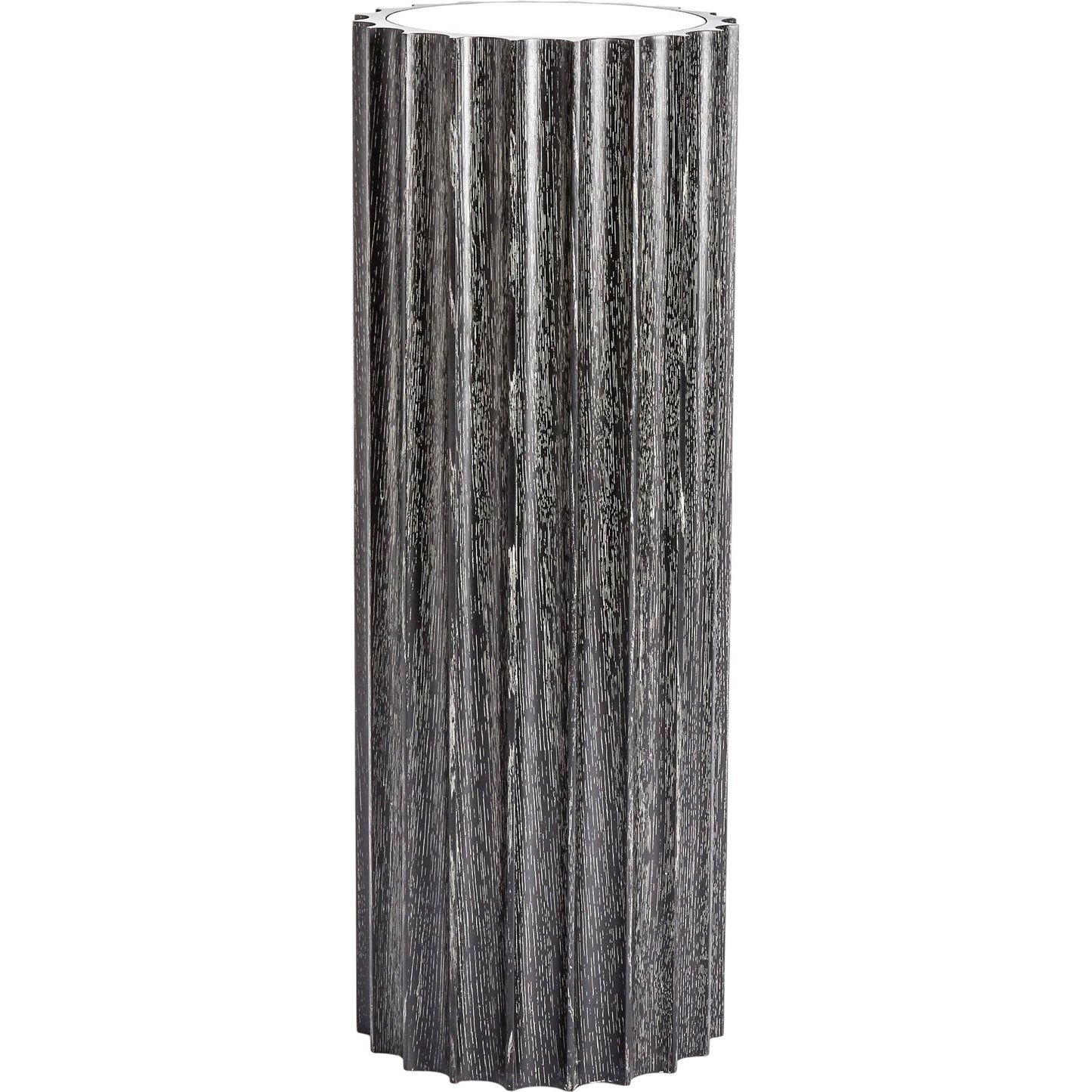 001 SR-701958 | Primary Silo | Reflective Column Pedestal by Global Views in black cerused oak, acacia, oak. Made from acacia, mdf, poplar, mirror in a modern style.